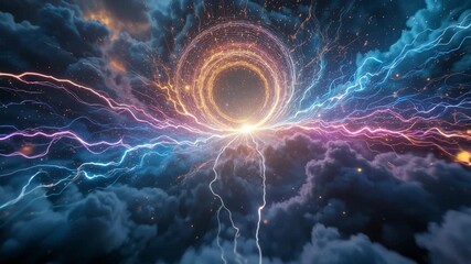 Abstract fractal spiral geometry with light and motion is an illustration of fantasy space energy and soul concept as a black swirl backdrop design - Powered by Adobe