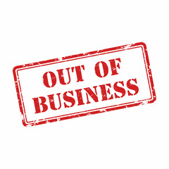 A red rectangular stamp with distressed edges that reads 'OUT OF BUSINESS' in bold sans-serif capital letters.