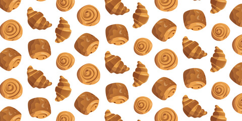 Pattern - viennoiserie (croissants, chocolatine / pains au chocolat et pains au raisins)