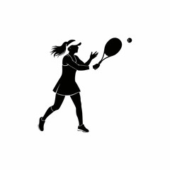 Female Tennis Player Silhouette Hitting Ball