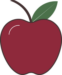 Simple Cartoon Red Apple Illustration for Healthy Food, Education, and Fruit Market Design