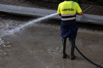 Cleaning worker on the street