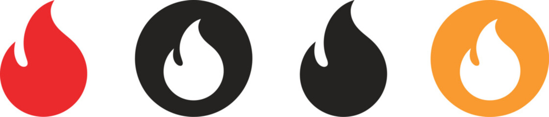 Trending fire flame icon Set