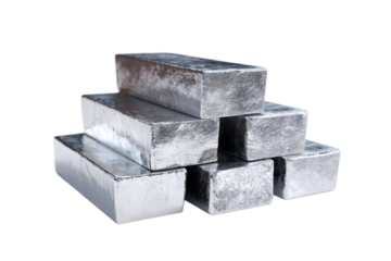 Shiny aluminium surface isolated on transparent background