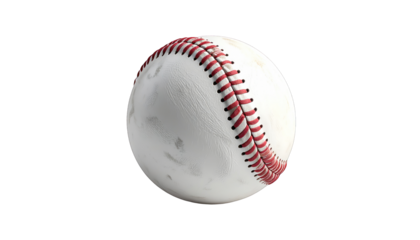 A well-worn baseball, showing white leather, red stitching, and slight imperfections