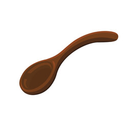 Wooden spoon. Brown kitchenware isolated on white background