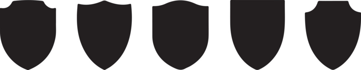 Shield icons set. Shield shape icons. Symbol shape. Different shields collection. Police badge. Security symbol. Protect shield flat style - stock vector