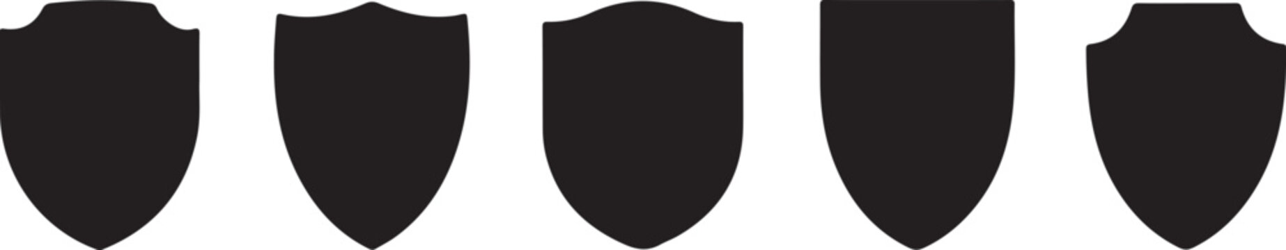 Shield icons set. Shield shape icons. Symbol shape. Different shields collection. Police badge. Security symbol. Protect shield flat style - stock vector