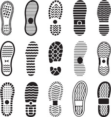 Shoe soles vector silhouettes collection