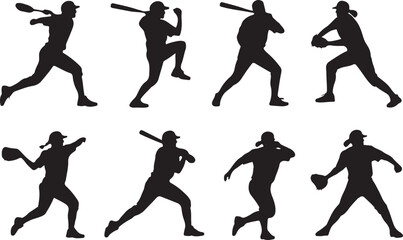 Softball silhouettes