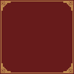 Maroon Chinese Square Frame with Meander Corners
