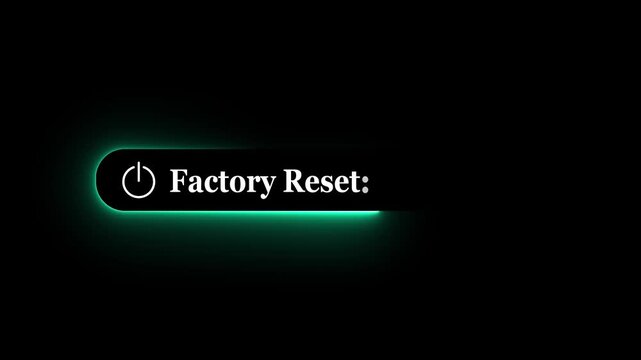 Reset button press concept on the transparent background. Motion graphics of factory reset idea. 4k video animation.