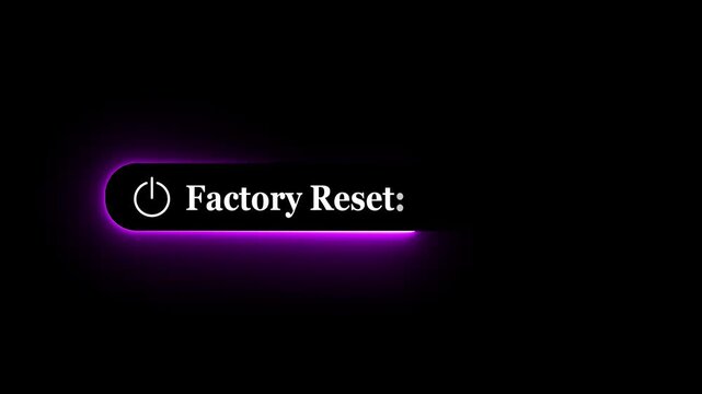 Reset button press concept on the transparent background. Motion graphics of factory reset idea. 4k video animation.
