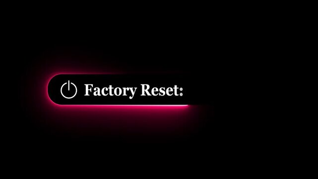 Reset button press concept on the transparent background. Motion graphics of factory reset idea. 4k video animation.