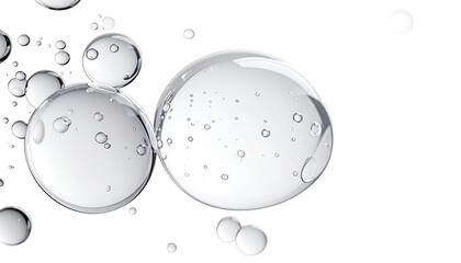 Close-up of transparent spheres with smaller bubbles, against a black background