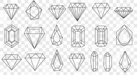 Elegant diamond shapes: A collection of meticulously designed gemstone outlines for jewelry