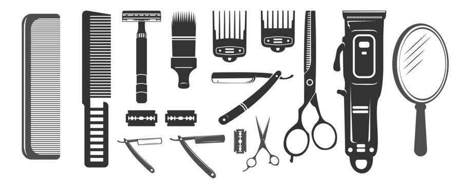 Classic Barber Shop Tools Collection - Powered by Adobe