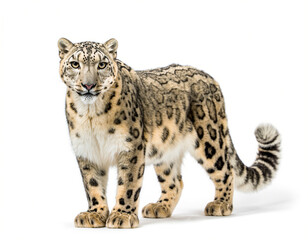 Snow Leopard Full Body Wildlife Isolated White