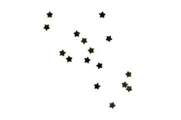Golden star confetti scattered on transparent background
