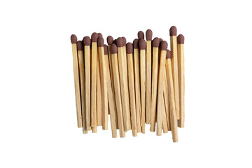 Group of unused wooden matches on transparent background
