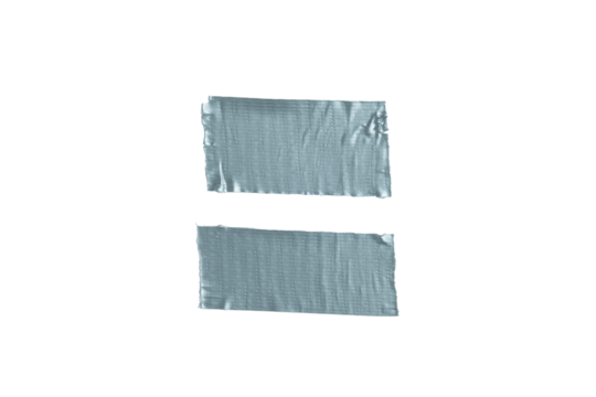 Two pieces of silver duct tape isolated on transparent background

