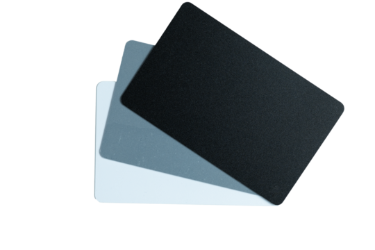 White balance grey cards for photography isolated on transparent background