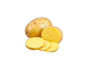 Group of fresh raw potatoes separated on white background