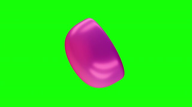 3d animation rotation of soft shape in colorful glossy gradient material isolated on green screen background. Fashion modern bright motion art element. Simple abstract primitive for decoration.