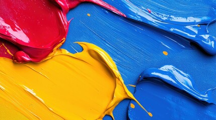 Abstract Art Background with Vibrant Primary Colors Paint Texture