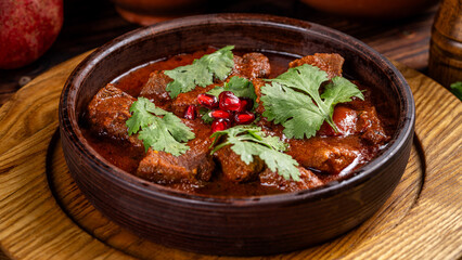 Georgian meat stew closeup