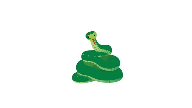 Animated coiled snake loop on white background