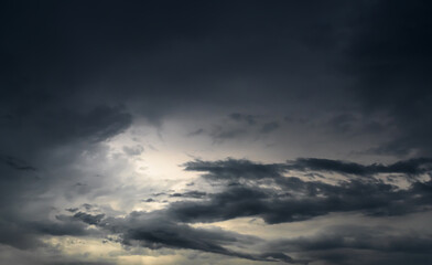 Fototapeta premium Cloud storm sky dark rain lightning thunder stormy typhoon nature light scene rainy atmosphere damage effect carbon dioxide dust air pollution 2.5 Pm, texture nature windstorm weather skyscape.