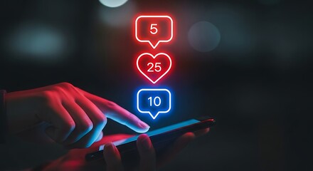 Person Using Smartphone with Social Media Likes and Notifications mobile