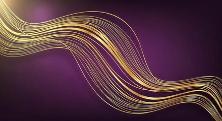 Golden Waves on Purple - Abstract Elegance and Modern Design.
