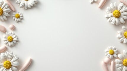 Pastel Daisy-Themed Birthday Background with Soft Floral Accents