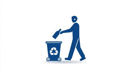 Simple Vector Drawing of a Person Putting a Bottle in Bin