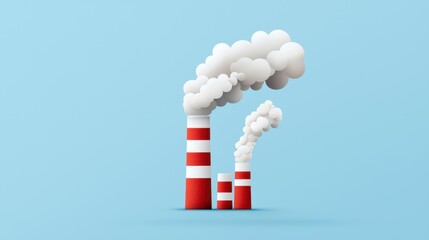 Simple Vector Graphic of Fossil Fuel Emissions Against Blue Background