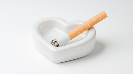 Heart-Shaped Ashtray with a Cigarette Placed Inside