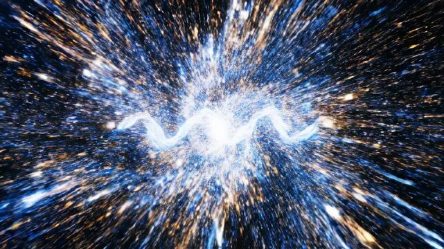 Thousands of swirling chaotic particles forming temporary complex patterns across a deep black void representing an unpredictable energy flow energy, vfx, abstract