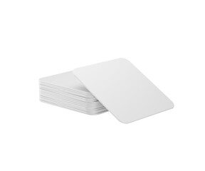 Isolated stack of blank white cards mockup for business or gaming design. 3d illustration