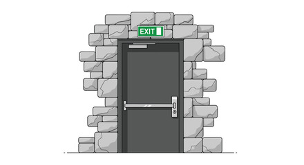 Escape through the stone wall exit door, a symbol of freedom and new beginnings, perfect for creative concepts and business ideas to make a statement