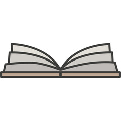 Open Book Illustration with Light Beige Pages and Dark Brown Cover on Transparent Background