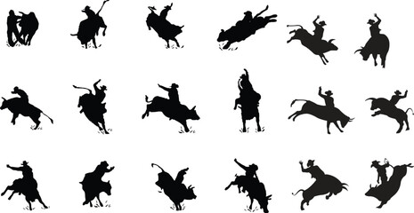 Rodeo Bull Rider Silhouettes Collection