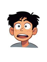 shocked boy looking straight at camera close up