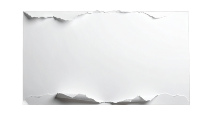 A rectangular paper with torn edges revealing a blank white interior