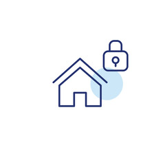 House and lock. Smart home security, safe living and protection. Pixel perfect, editable stroke vector icon