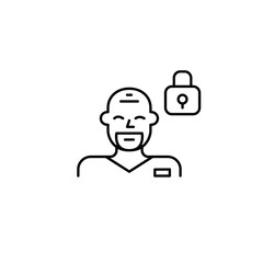 Fototapeta premium Male nurse wearing surgical mask and lock. Protected patient data, secure consultations. Pixel perfect, editable stroke vector icon