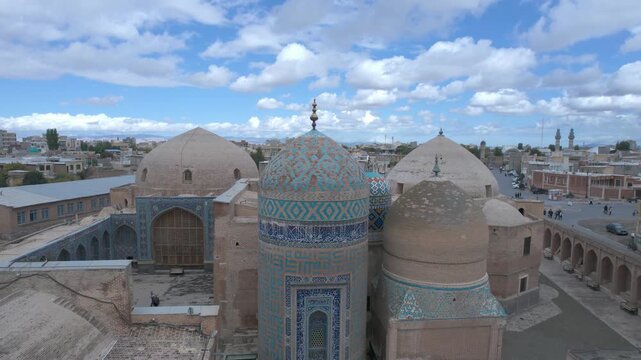Aerial view of Sheikh Safi al-Din shrine Mosque, Iran. 