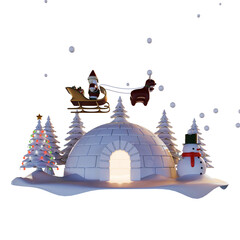 Igloo In Winter Christmas Front View