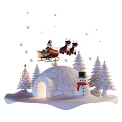 Igloo In Winter Christmas Side View